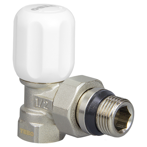 Вентиль TEBO руч., угл., с упл. кольцом ВН/НАР 1/2"